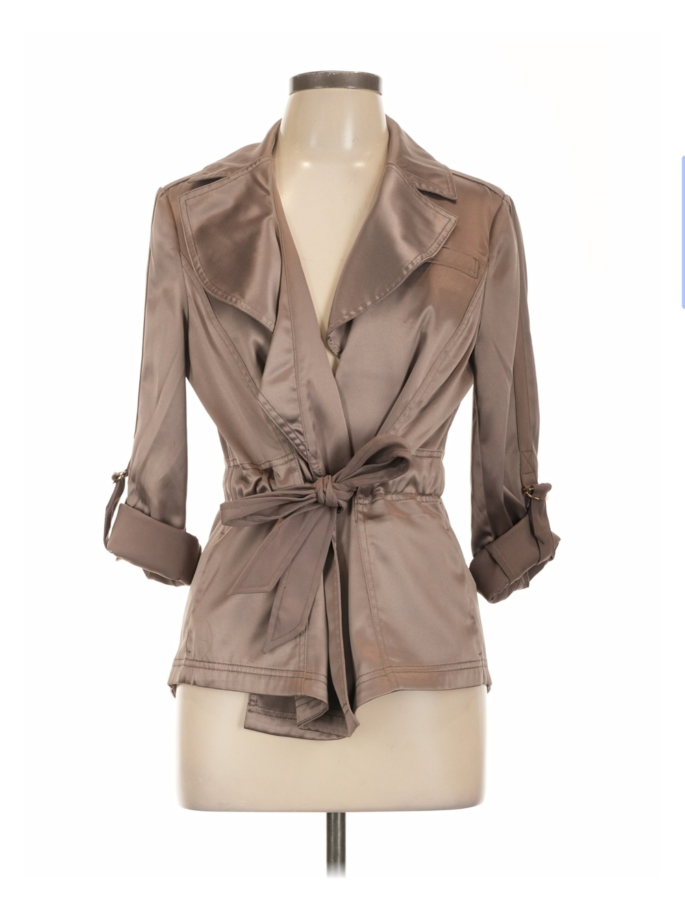 WHBM Taupe Satin Tie-Waist Jacket
